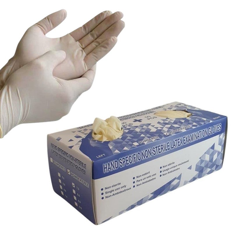 Hand Specific Latex Clear Gloves Medical Grade Powder Free 10gm Box of 100pcs - Extra Large Size