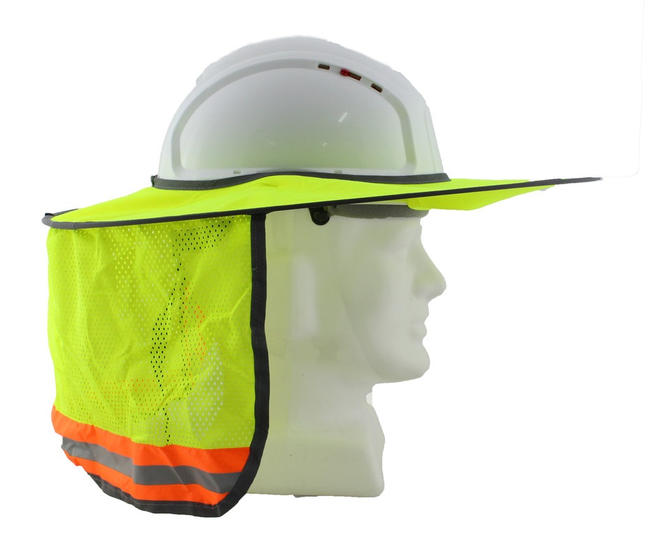 Hard Hat Sun Brim Neck Shield Protection Visible Mesh  Yellow Unbranded
