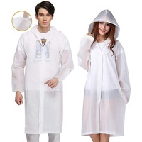 100pcs Inkmasters Disposable Clear White Poncho Rain Jackets Emergency Rain Gear with Hood and Elastic Sleeve