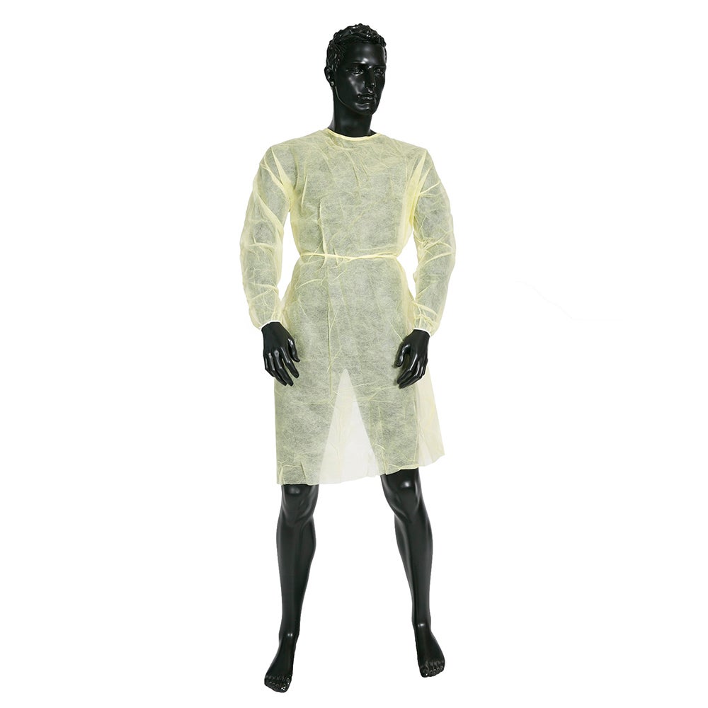 PP Clinical Disposable Yellow Isolation Medical Gown Level 1 Elastic Cuff Non Sterile