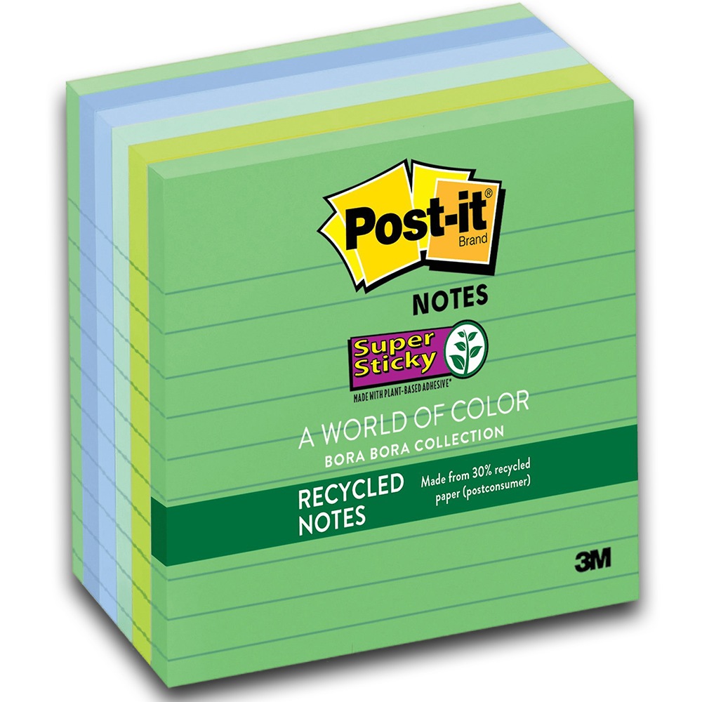 Buy Post-It Lined Super Sticky Notes Bora Bora 101 x 101mm 6-Pack ...