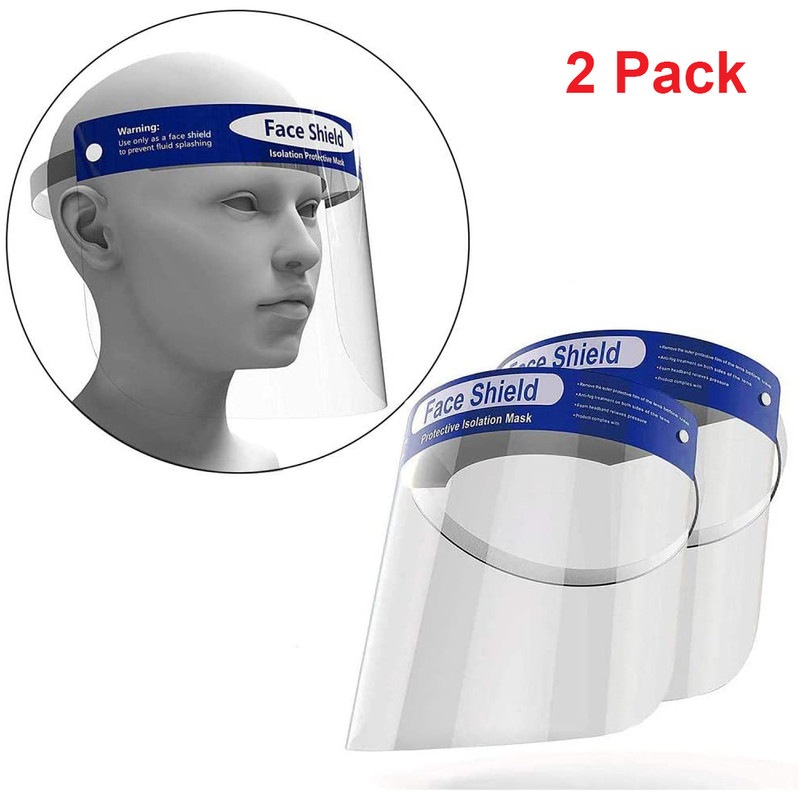 Twin Pack Full Face Shield Mask Clear Protective Film Flip Up Safety Cover