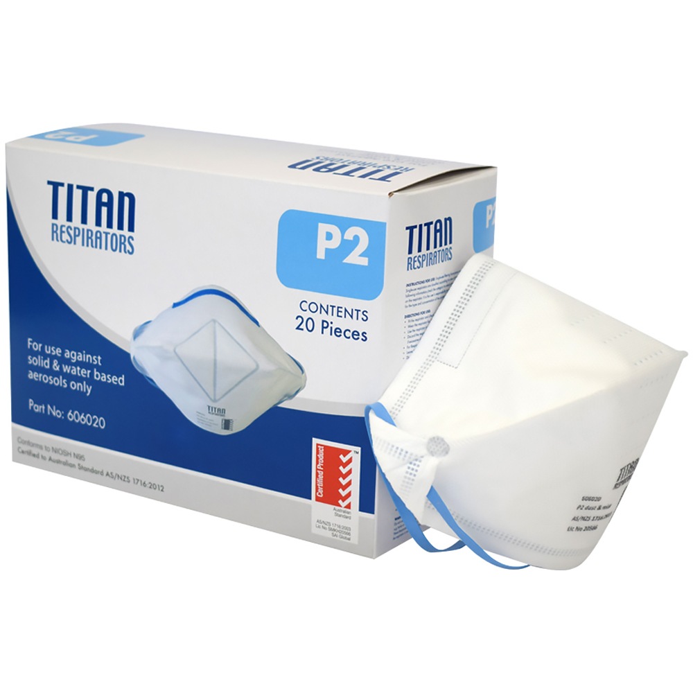 Ultra Health Titan Flat Fold P2 Disposable Respirator Face Mask Box/20