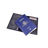 HAARLEM Unisex ADA 21700 Leather Passport Cover Black
