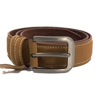 HAARLEM Men DERMA 16840 Leather Belt Nubuck Tan