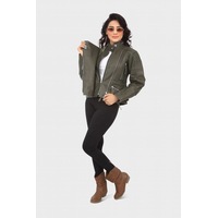 HAARLEM Women KUZE 11104 Leather Jacket Olive Green
