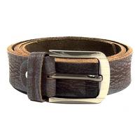 HAARLEM Men KUZE 16440 Waxed Leather Belt Brown