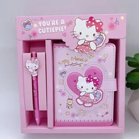 Cute Sanrio Notebook Anime HelloKitty Cinnamoroll Kuromi Students Hand Account Diary Children Magnetic Buckle Notepad Gift Box