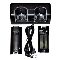 2 in 1 Dual Controller Charging Dock Set for Nintendo Wii - Black Battery