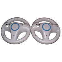 2 x Genuine Nintendo Wii Wii U White Steering Wheel Mario Kart Racing (Preowned)