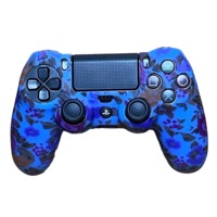 Silicone Cover For PS4 Controller Case Skin - Blue Floral