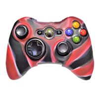 Silicone Cover For XBOX 360 Controller Skin Case Black Red Swirls