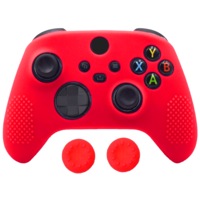 Silicone Cover + Thumb Grips For XBOX Series X Controller Case Skin - Red