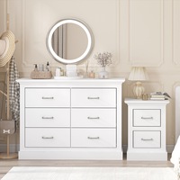 Ashford Matt White 6 Chest of Drawers with Bedside Table - Elegant Storage Solutions