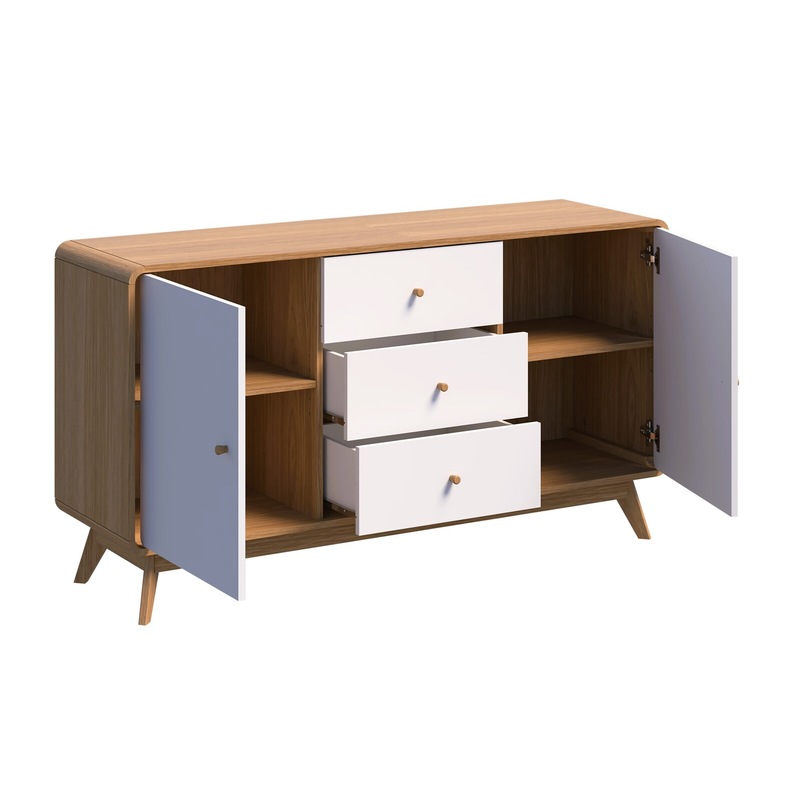 Buy Scandi Buffet Sideboard Cabinet 2 Door 3 Drawers Sideboard Storage ...