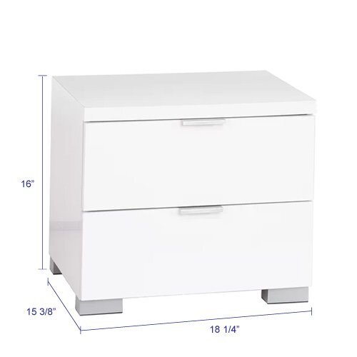 white bedside table with silver handles