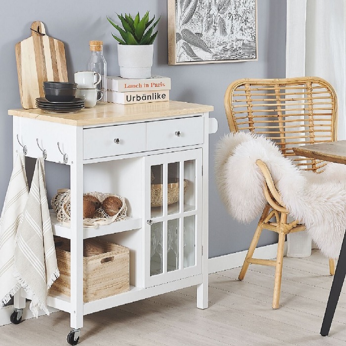 Kitchen Island Trolley With Open Shelves White MyDeal