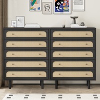 Elisa 2 Sets - 10 Drawer Chest of Drawers Dressers with Curved Fronts and Dark Finish