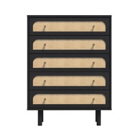 5 Drawer Chest of Drawers Dresser with Curved Fronts and Dark Finish
