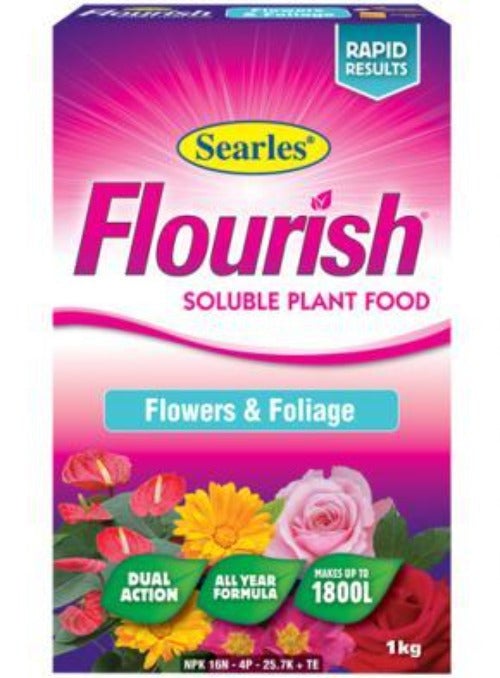 Searles Flourish 1kg FLOURISH FLOWERS & FOLIAGE Soluable Plant Food *FERTILISER*