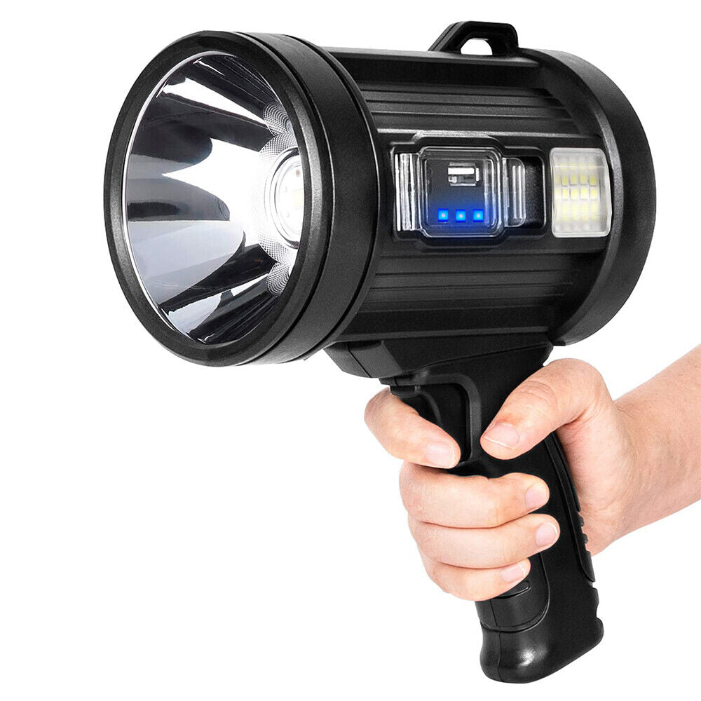 Rechargeable LED Searchlight Handheld 200000 Lm Spotlight Flashlight Side Light Torch Unbranded Australia