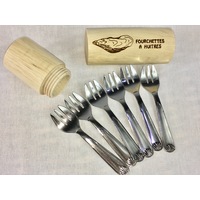French Oyster Forks Set in Wooden Case - Fourchettes à Huitres