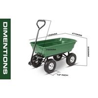 Garden Dump Cart with Heavy Duty Steel Frame,10 Inch Pneumatic Tires Maximum Load Capacity of 250 kg (Green), Garden Trolley Cart, Camping Cart