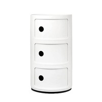Cafe Pro Replica Anna Castelli Ferrieri with Round Storage Unit, Bedside Table Three Tier Circle Storage Table made with ABS Plastic 32cm x 59cm White