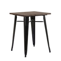 Tolix Metal Steel Square Timber Top Table (60cm (W) 60cm(D)x 76cm(H) for Food Court, Coffee Dining Table Convertible, Study Table, Bar Table