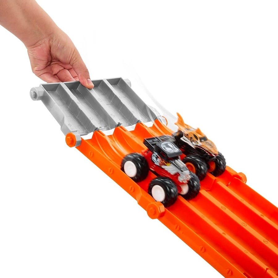 Hot Wheels - Monster Trucks Sharks Vs. Dinos Track Set with 1:64 Scale Mega-Wrex & Tiger Shark - Mattel