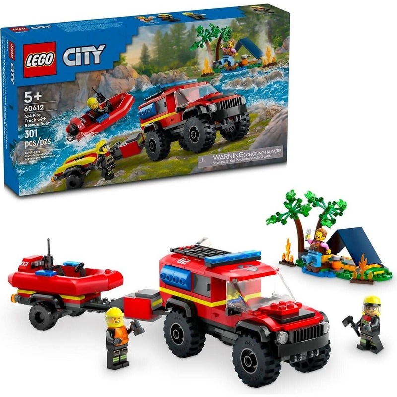 Buy LEGO 60412 4x4 Fire Truck with Rescue Boat - City - MyDeal