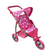 Playworld - 3 Wheel Doll Toy Stroller Hot Pink