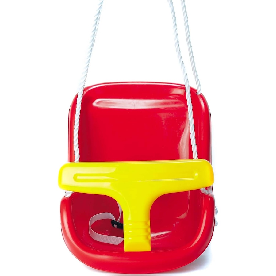 Playworld - Plastic Baby Swing With Safety Bar Red/Yellow