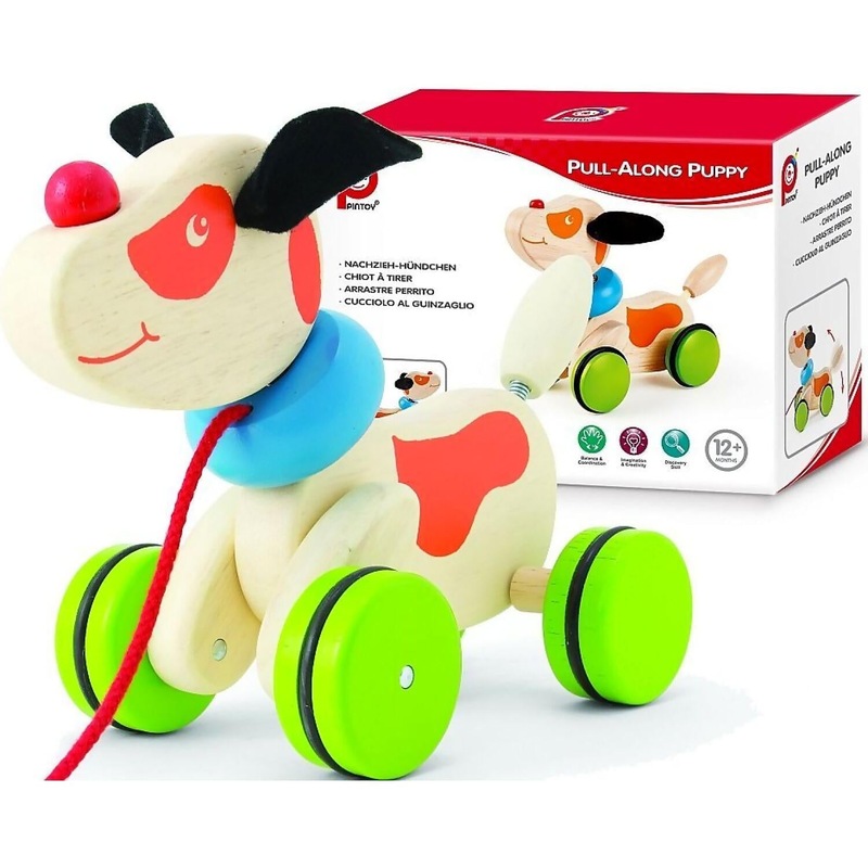 Buy Pull Along Puppy Pintoy Wooden Toys MyDeal