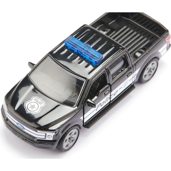 SIKU Ford F-150 US Police Toy Truck - Black Metal & Plastic Die-Cast Model With Opening Doors