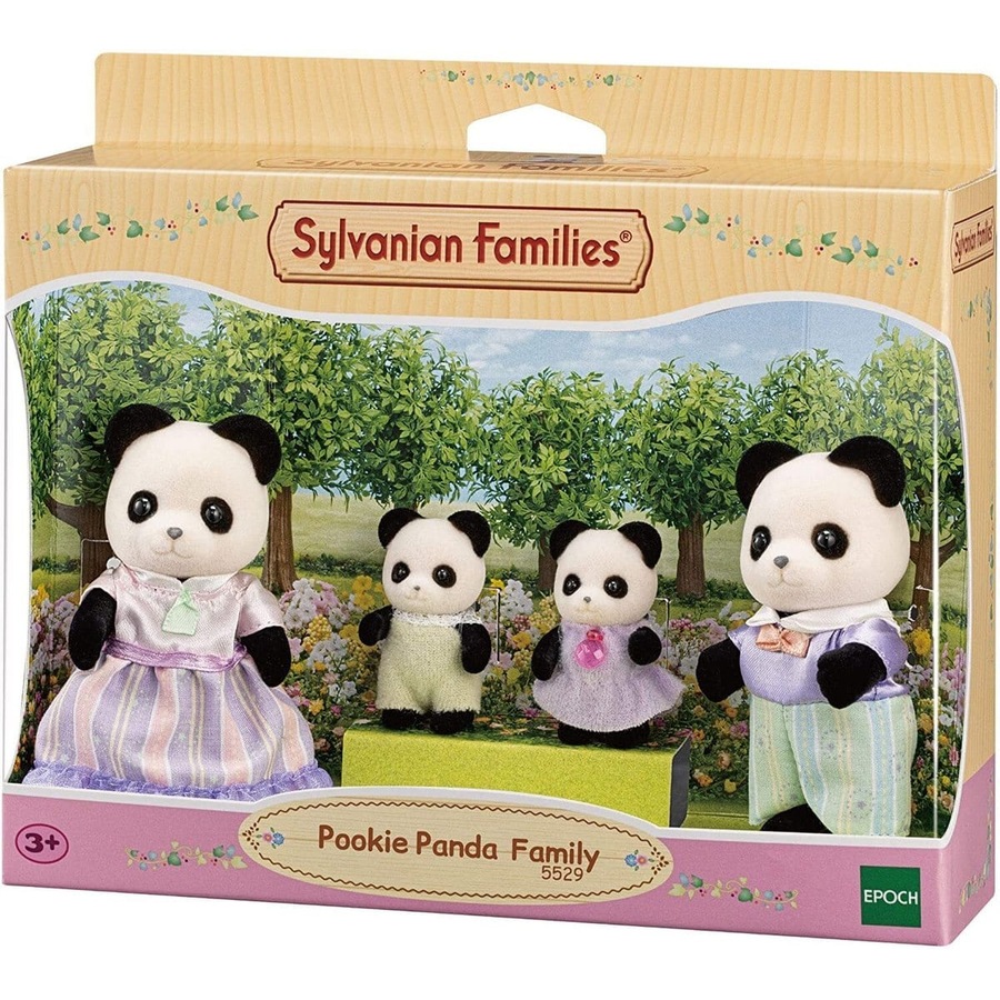 Sylvanian Families - Pookie Panda Family – 4-Piece Posable Collectible Figure Set With Removable Clothing