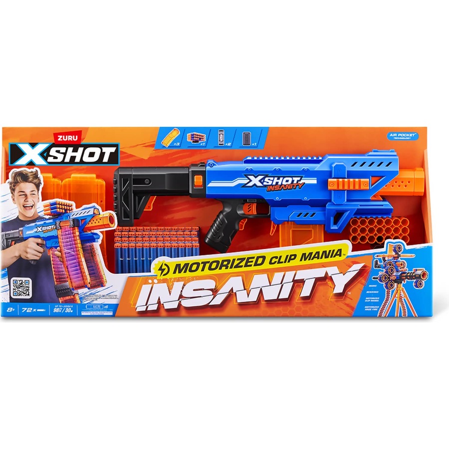 Zuru - X Shot Insanity Motorised Clip Mania With 72 Darts