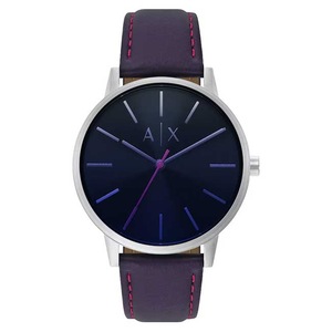Armani Exchange Cayde Analog Purple Leather Straps Men's Watch (AX2744)