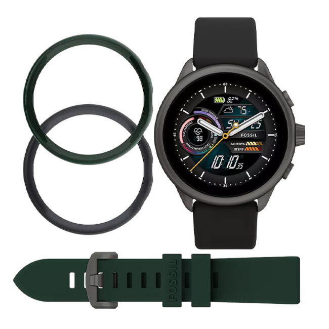 Fossil Gen 6 Wellness Edition Smartwatch Black Silicone and Interchangeable Strap Bumper