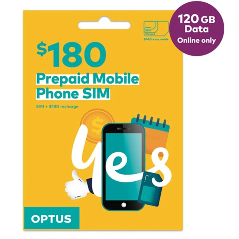 Buy Optus Prepaid Sim Card $180 - MyDeal