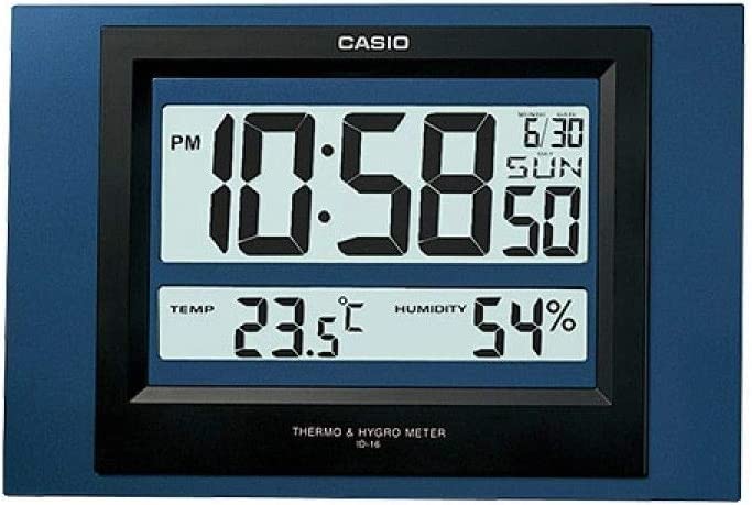 Casio Wall Clock ID-16S-2DF ID16 With Temperature & Humidity Display