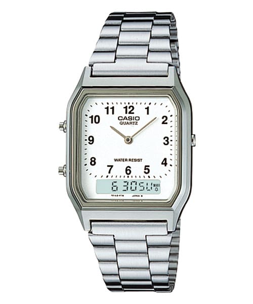Casio Watch Vintage Retro Men's AQ-230A-7BM AQ230 AQ230A Dual Time Alarm Stopwatch Water Resistant