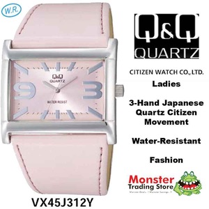Citizen Made QQ Ladies Fashion Watch 3-Hand Japanese Quartz Movement Water Resist VX45J312