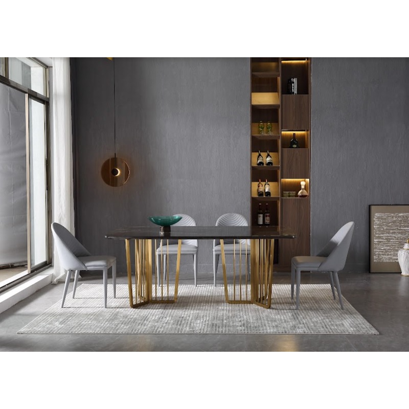 Buy Elena Natural Marble Dining Table Gold Base MyDeal