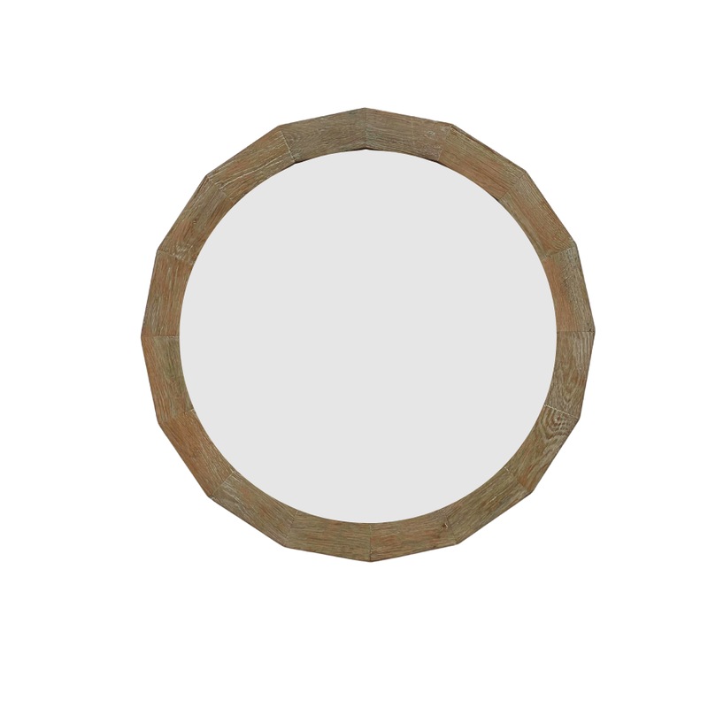 Buy Harbour Reclaimed Oak Wood Round Wall Mirror 90cm MyDeal