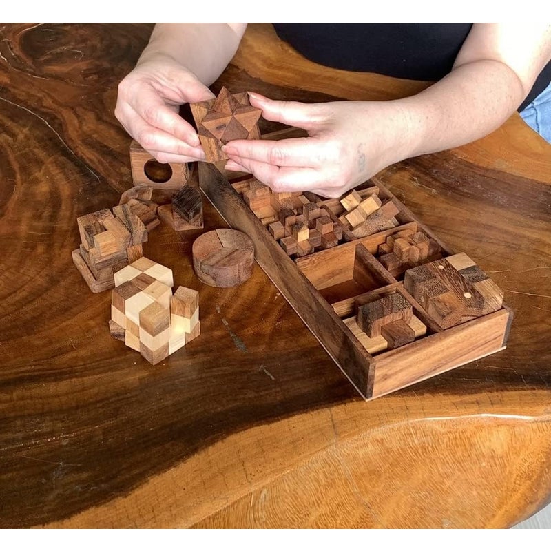 12 Escape Room Wooden Brain Teaser Puzzle Gift Set