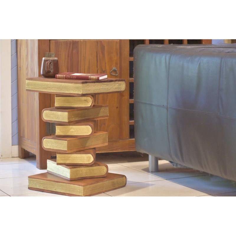 Buy Book stack Side Table, corner Stool, Plant Stand Raintree Wood ...