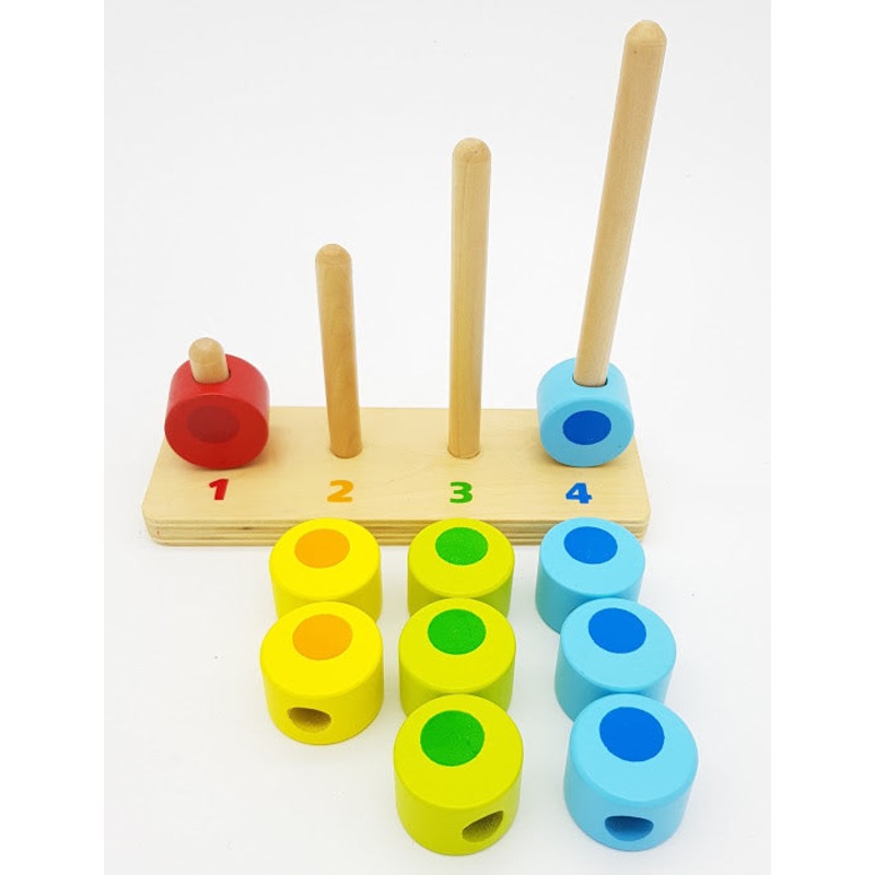 Buy Counting Stacker Wooden Toy Tower shapes Learn to Count Stacker ...