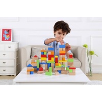 Kids Wooden stacking building Blocks 100 Pcs - Rec. Age: 24 months +