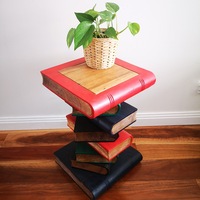 Side Table, corner Stool, Plant Stand Raintree Wood Natural Finish-Book Stack